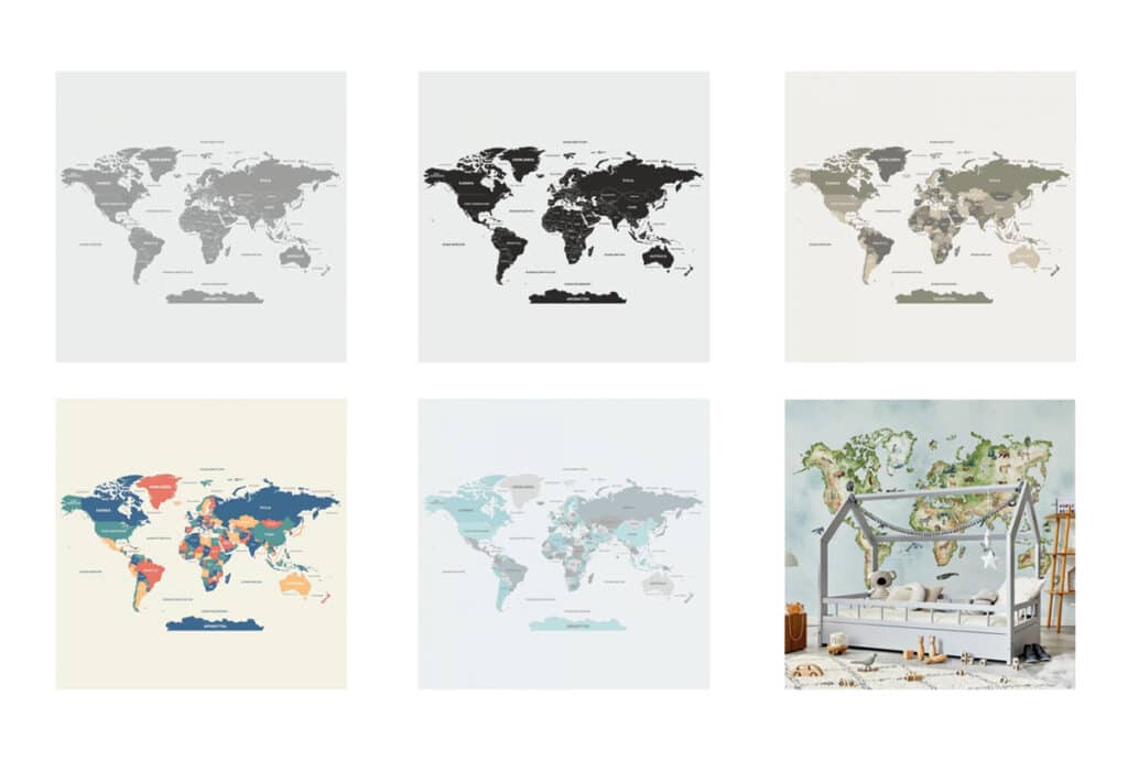 wizualizacja wzorów tapety mapy świata